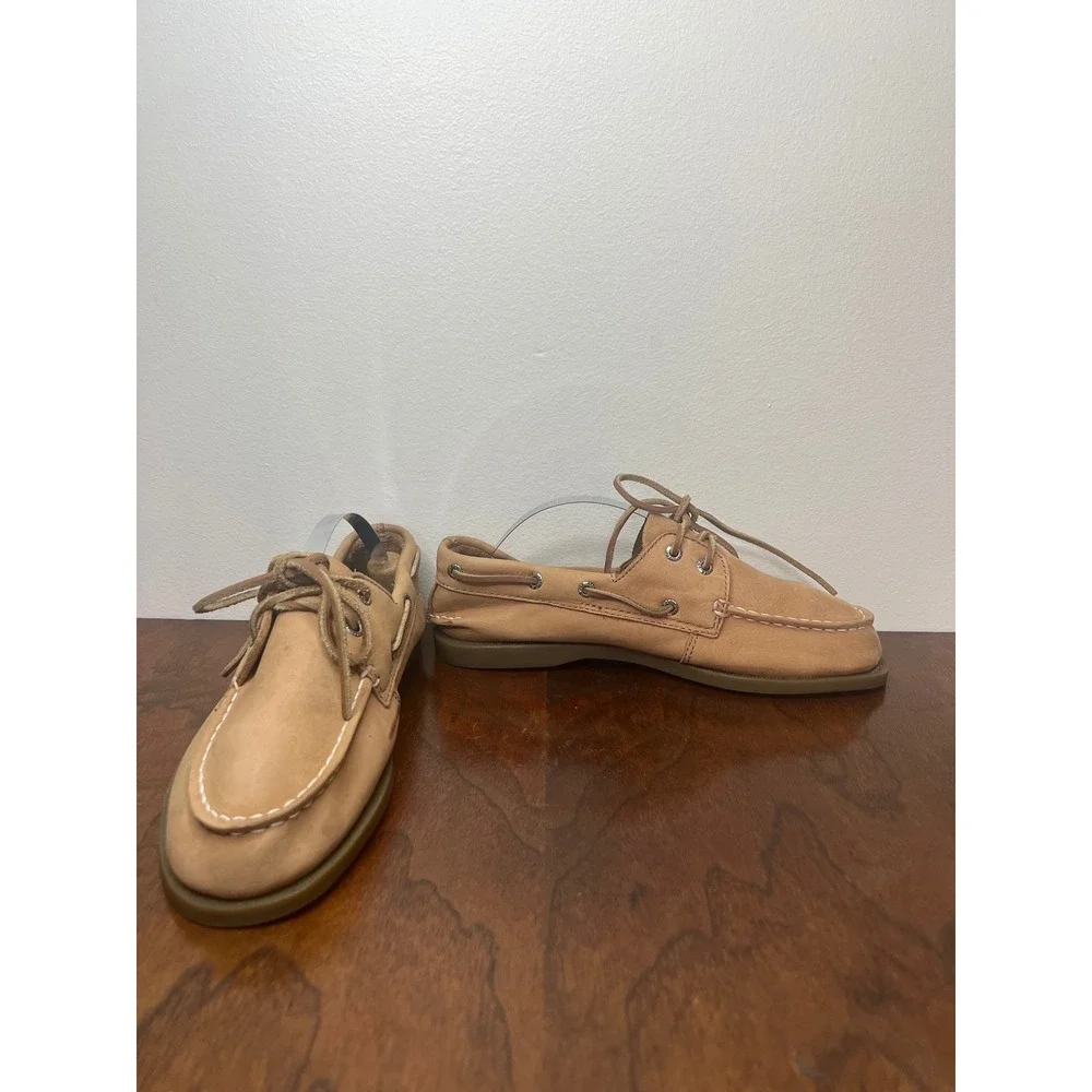 Sperry Authentic Original Slip-On Boat Shoes Big Kids Boys Size 5 Leather Tan